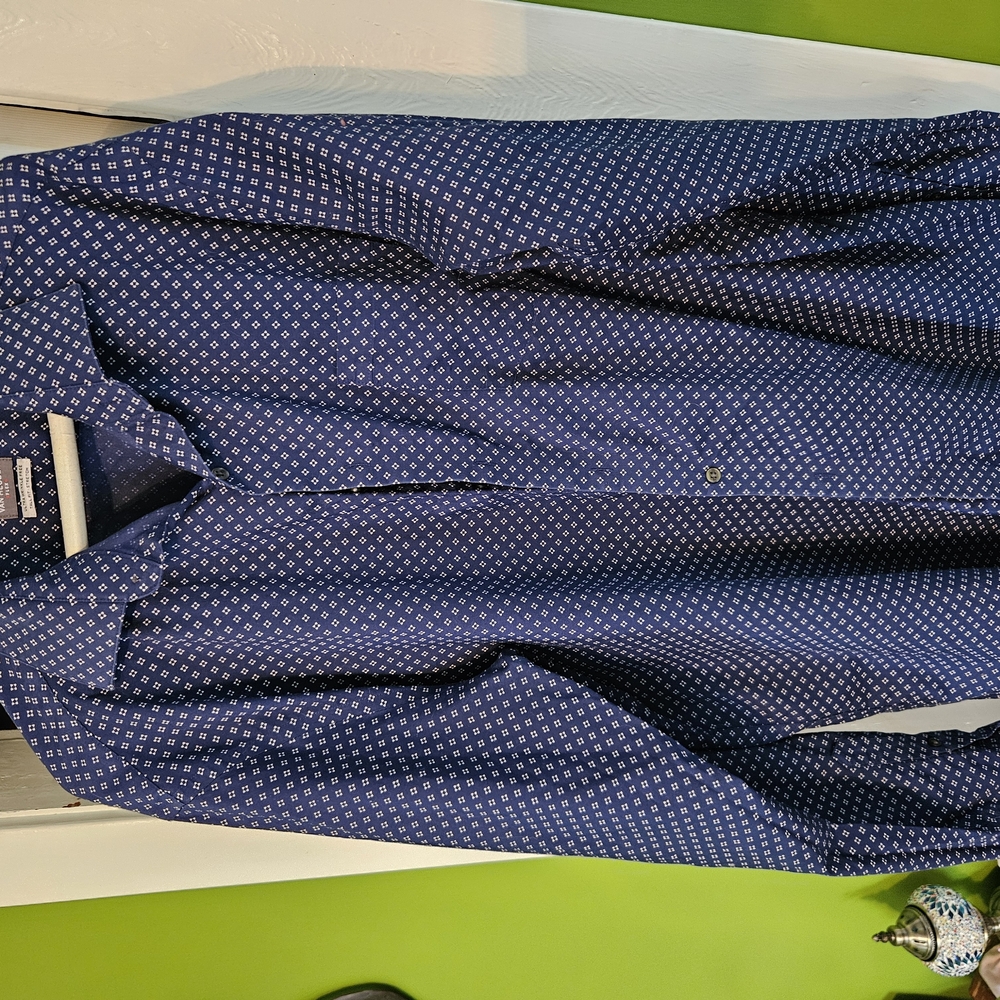 Blue Patterned Button-Up Shirt